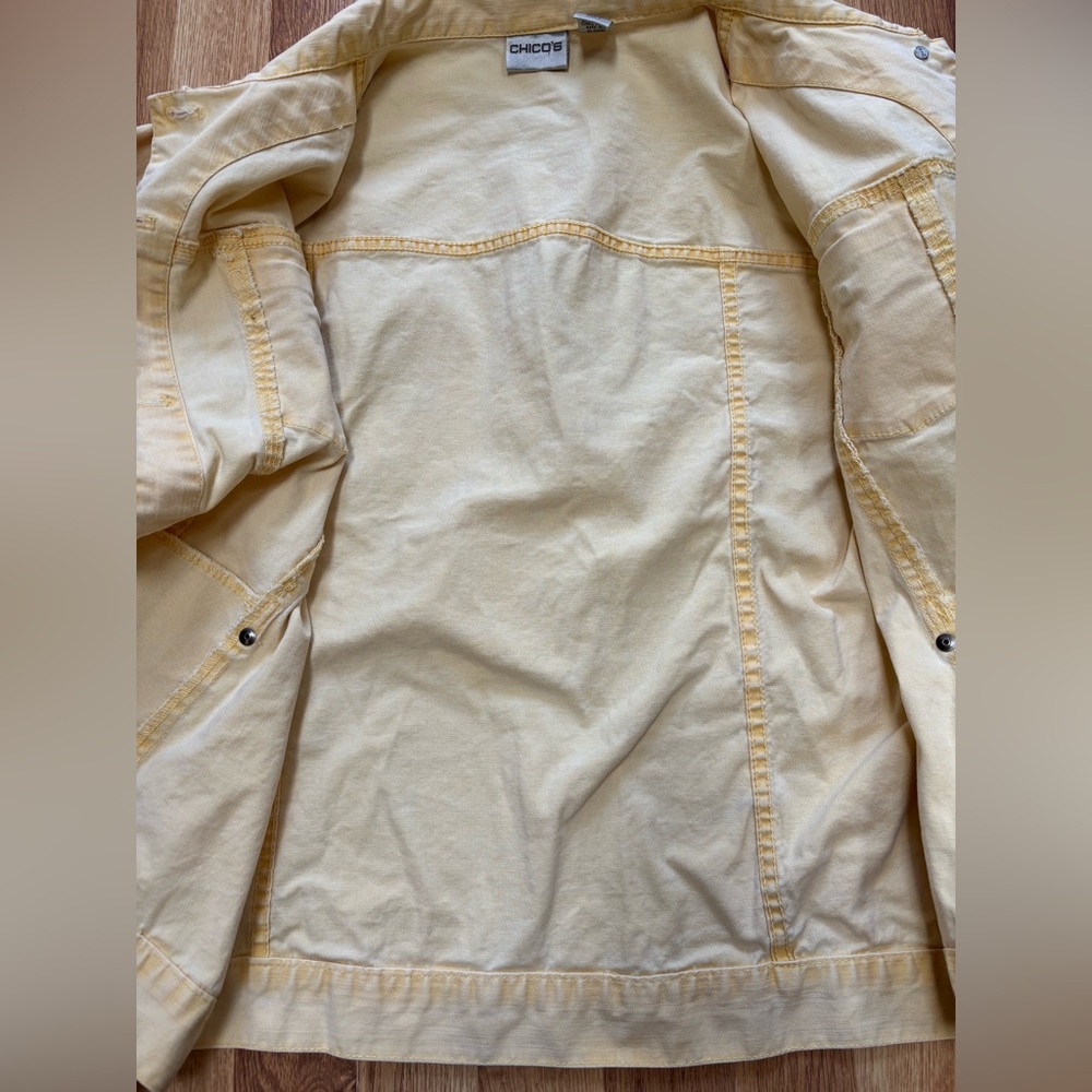 Chicos Jacket Women's Denim Jacket Butter Yellow 4 Pockets Size 3 (XL Size 16) - Picture 8 of 9